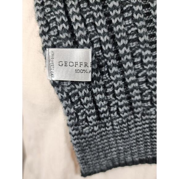 Geoffery Beene Scarf 100% Acylric Black Grey Rib Knit Heather Pattern 62" x 13" - Picture 4 of 5